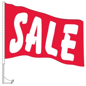Car Flag with Window Clip - "Sale" Red