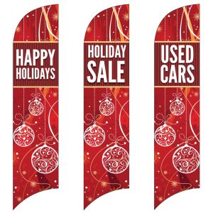 Holiday Wave Flags - Red Ornaments