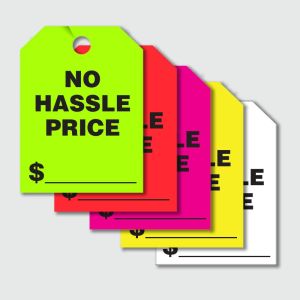 Mirror Hang Tags - "No Hassle Price"