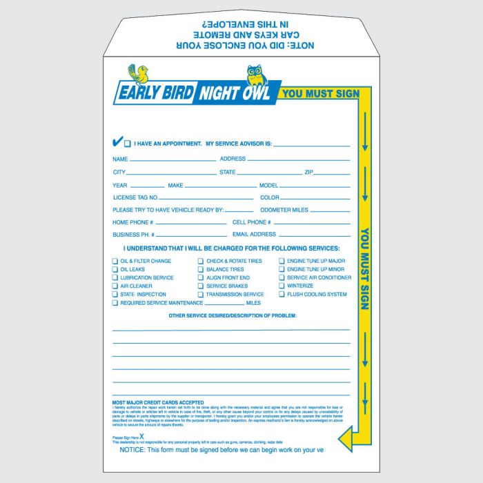 Mechanical Key Drop Envelope with Yellow Arrow Mechanical Key Drop Envelope with Yellow Arrow