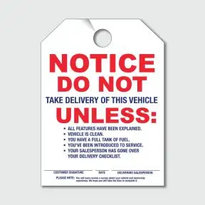 Mirror Hang Tag - Vehicle Delivery
