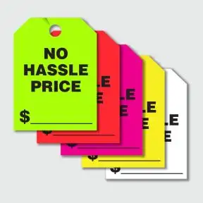 Mirror Hang Tags - "No Hassle Price"