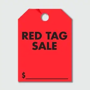 Fluorescent Mirror Hang Tag - "Red Tag Sale"
