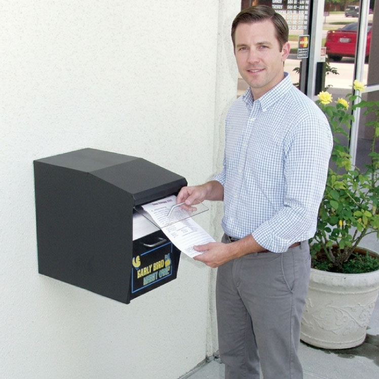 Early Bird Key Drop Boxes and Envelopes Early Bird Key Drop Box provides key safety for 24/7 drop offs at your repair shop – only $439 each!