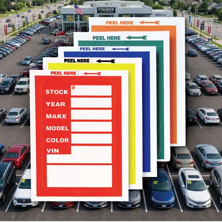Stock Stickers Organize your dealership's inventory with Window Stock Stickers - as low as 6¢ each!